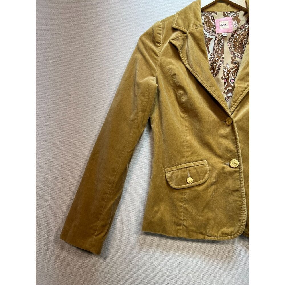 Old Navy Women's Velvet 2 Button Blazer Jacket Long Sleeve Size S Khaki Tan - Picture 6 of 11